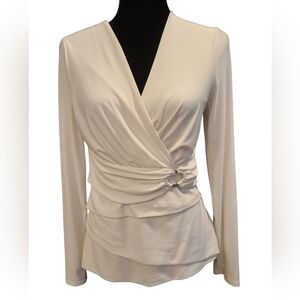 White House Black Market Top Elegant Layered Cream Waist Sash With Ring